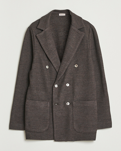Stenströms Milano Knitted DB Textured Blazer Dark Brown – Marrón