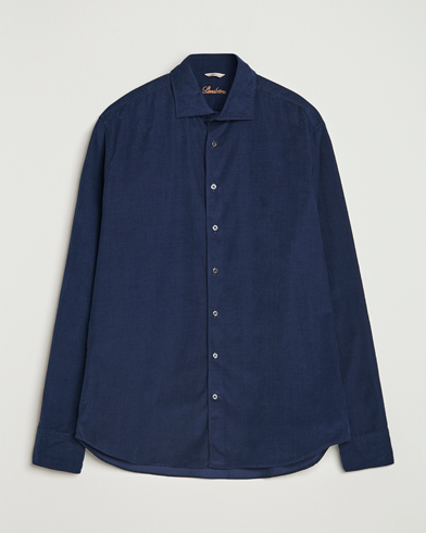 Stenströms Regular Fit Cut Away Cord Shirt Navy – Azul