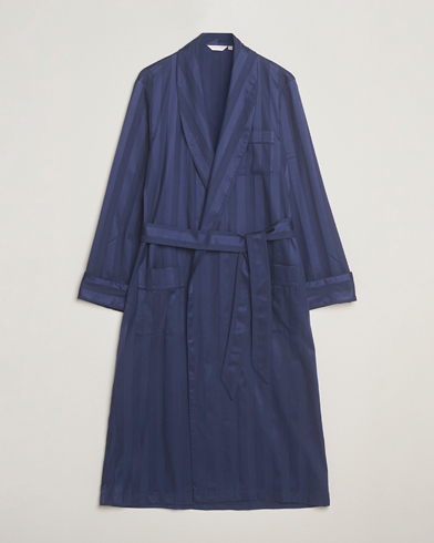 Derek Rose Striped Cotton Dressing Gown Navy – Azul