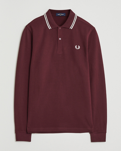 Fred Perry Twin Tipped Long Sleeve Polo Shirt Oxblood – Rojo