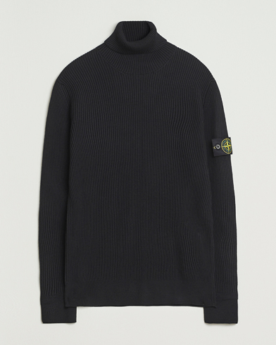Stone Island Full Rib Wool Turtleneck Black – Negro