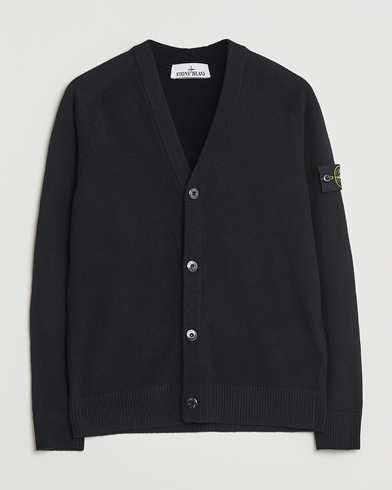 Stone Island Knitted Geelong Wool Cardigan Black – Negro