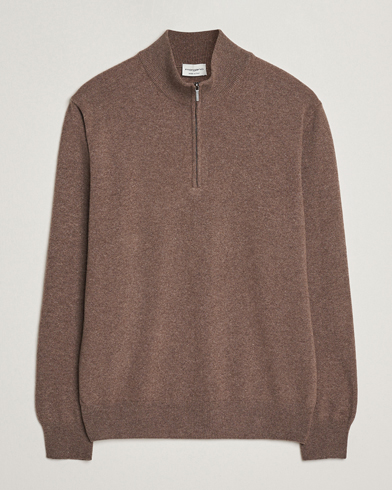 Morgano Wool/Cashmere Half-Zip Brown – Marrón
