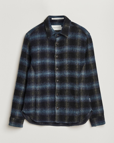 Peregrine Moon Wool Check Overshirt Navy – Azul
