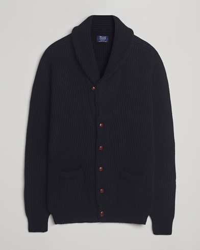 William Lockie Windsor Geelong Lambswool Shawl Cardigan Navy – Azul