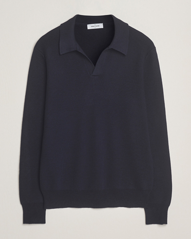 Gran Sasso Heavy Knitted Merino Polo Navy – Azul
