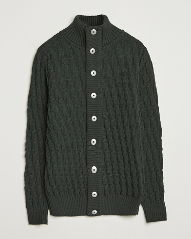 S.N.S. Herning Stark Wool Cable Cardigan Dark Forest Green – Verde