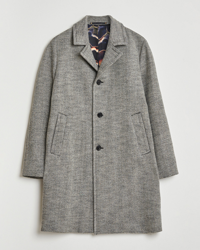 Paul Smith Wool Herringbone Coat Grey – Gris
