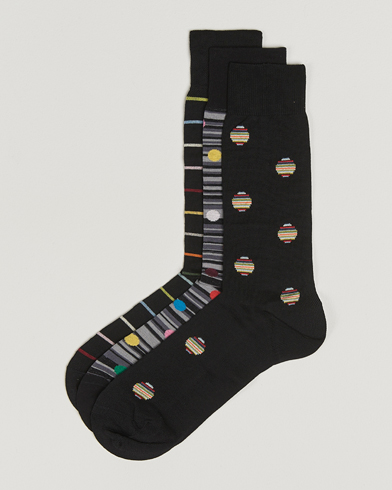 Paul Smith 3-Pack Printed Sock Black – Negro