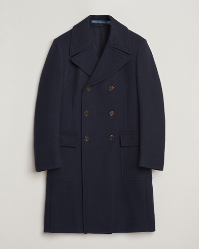 Polo Ralph Lauren Double Breasted Top Wool Coat Navy – Azul