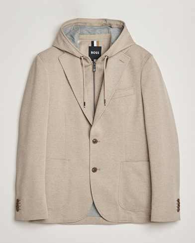 BOSS BLACK Hanry Hooded Jersey Blazer Dark Beige – Beige