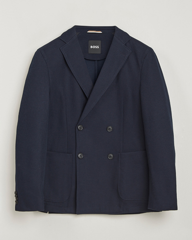 BOSS BLACK Hanry Jersey Double Breasted Blazer Dark Blue – Azul