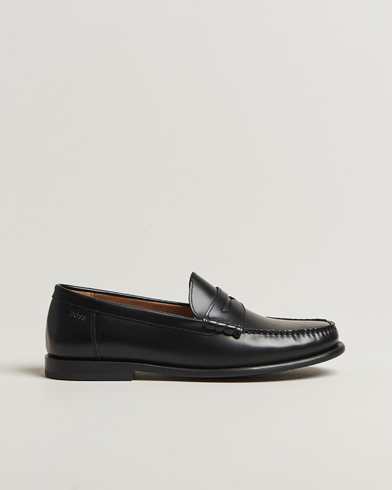 BOSS BLACK Tevan Leather Moccasin Black – Negro
