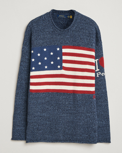 Polo Ralph Lauren Cotton Flag Sweater Blue Marl – Azul