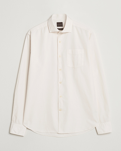 Oscar Jacobson Reg Fit Wide Spread Collar Twill Ecru White – Blanco