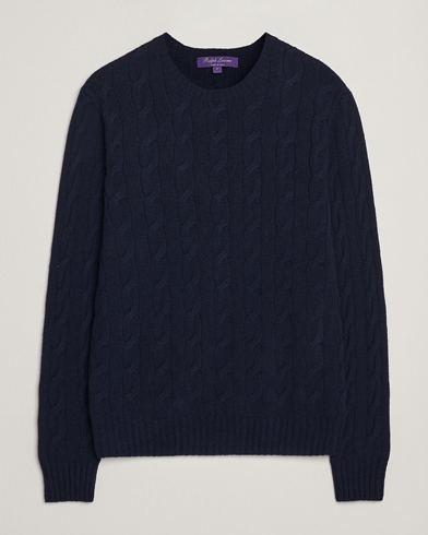 Ralph Lauren Purple Label Cashmere Cable Sweater Chairman Navy – Azul