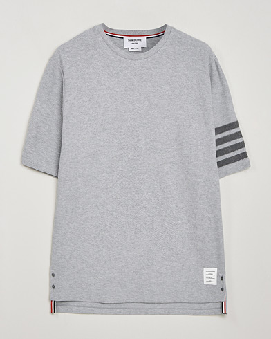 Thom Browne Textured Pique 4 Bar T-Shirt Pale Grey – Gris