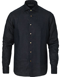  Slim Fit Linen Shirt Navy 