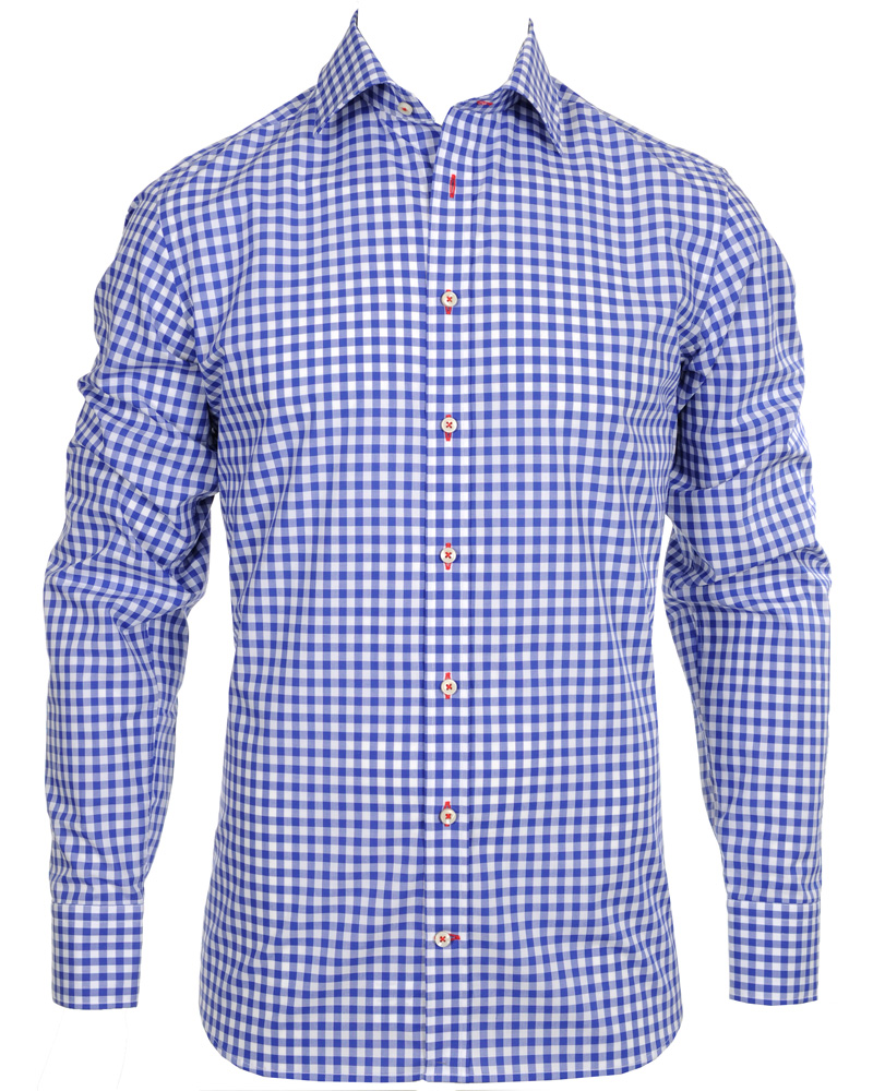 Hombres | Camisas | Stenströms | Skjorta Slimline Poplin Check Blue