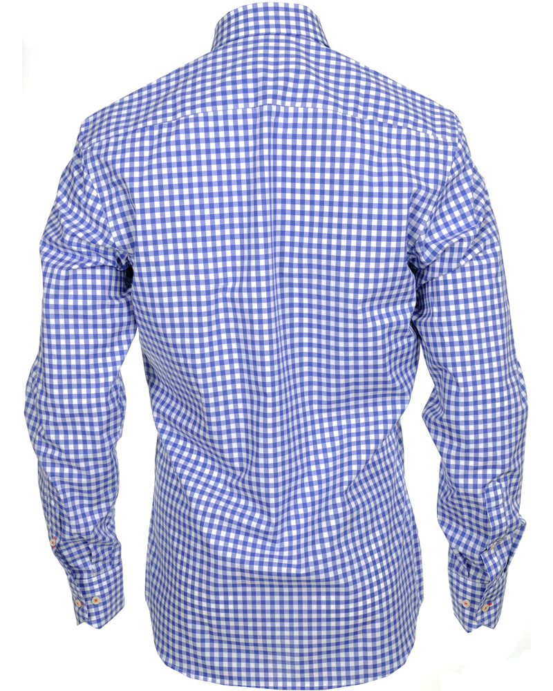 Hombres | Camisas | Stenströms | Skjorta Slimline Poplin Check Blue