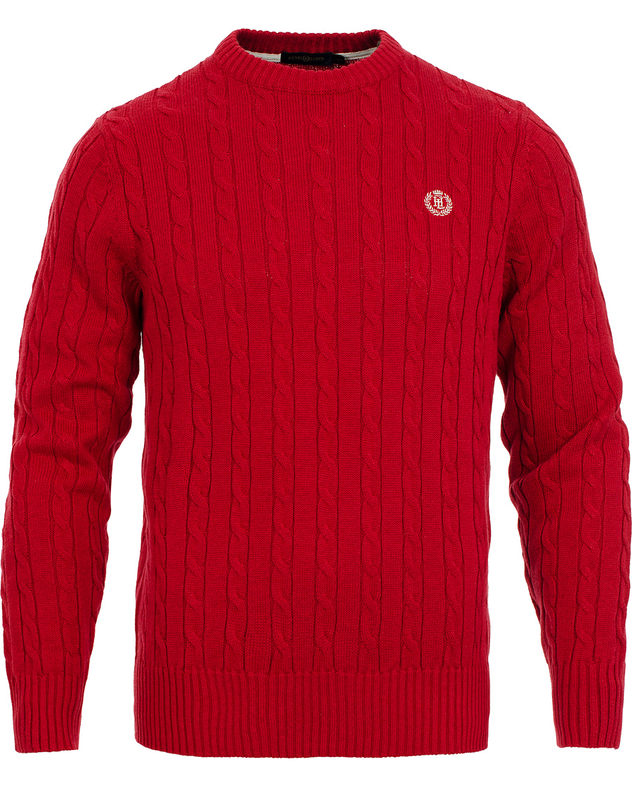 Hombres | Jerséis y prendas de punto | Henri-Lloyd | Henri Lloyd Fairfax Regular Crew Neck Cable Signal Red