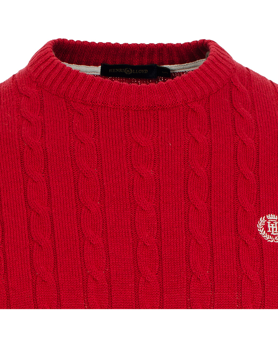 Hombres | Jerséis y prendas de punto | Henri-Lloyd | Henri Lloyd Fairfax Regular Crew Neck Cable Signal Red