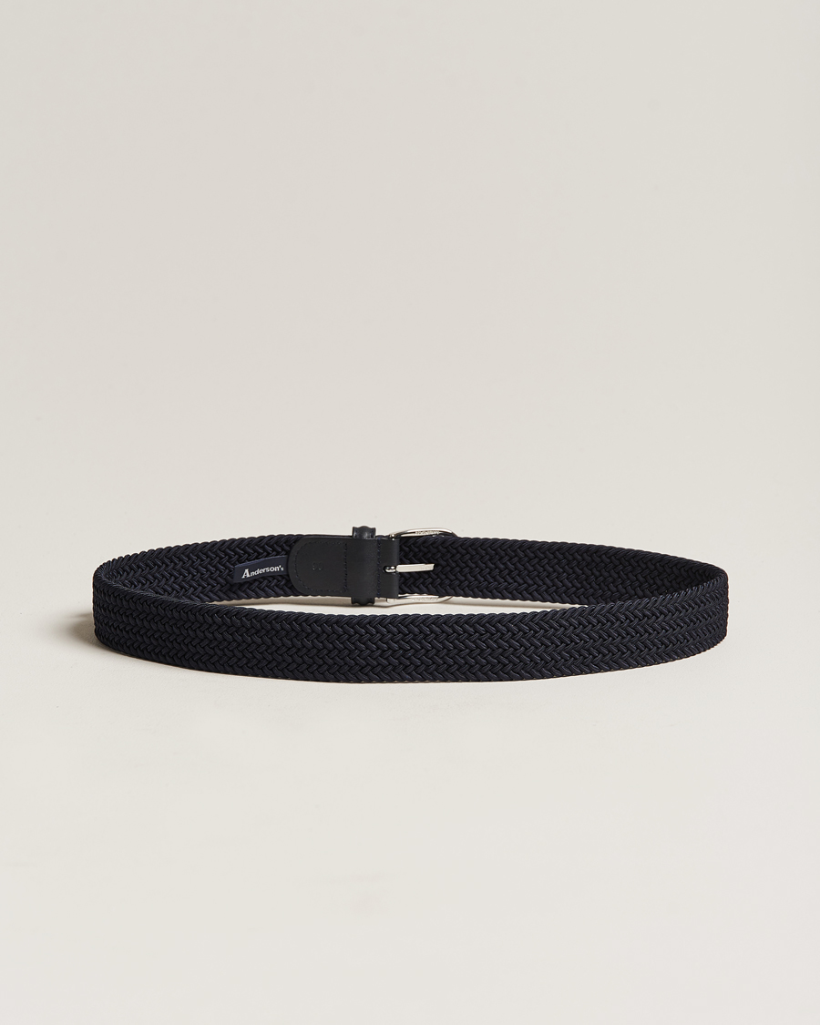 Hombres |  | Anderson\'s | Stretch Woven 3,5 cm Belt Navy