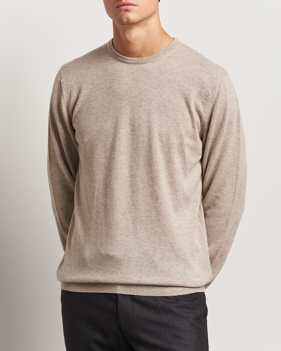 Hombres |  | Piacenza Cashmere | Cashmere Crew Neck Sweater Beige