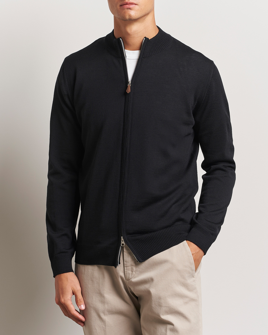 Hombres |  | Stenströms | Merino Full Zip Black