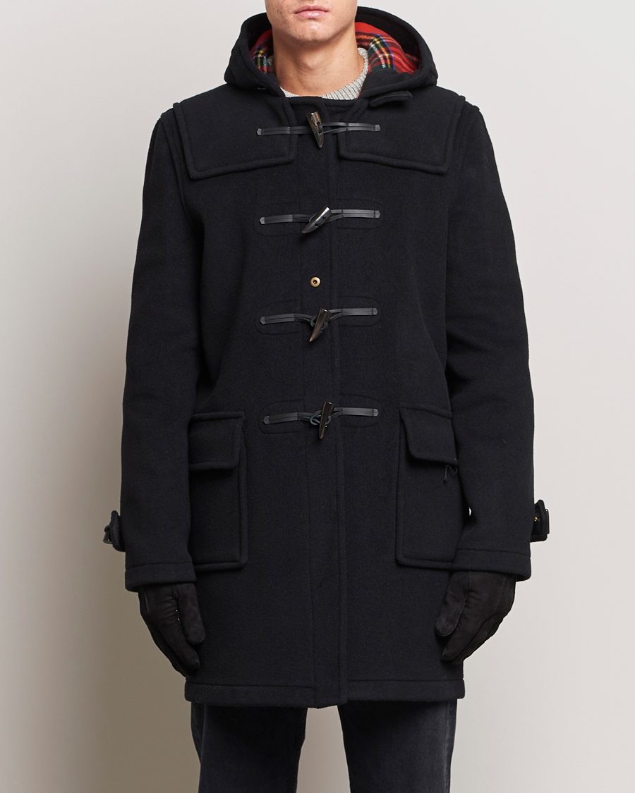 Hombres |  | Gloverall | Morris Duffle Coat Black/Royal Stewart