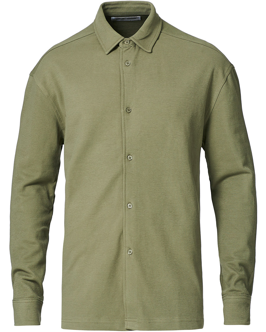 Hombres | Jerséis y prendas de punto | Samsøe Samsøe | Samsøe & Samsøe Abuto Cotton Piquet Shirt Deep Lichen Green