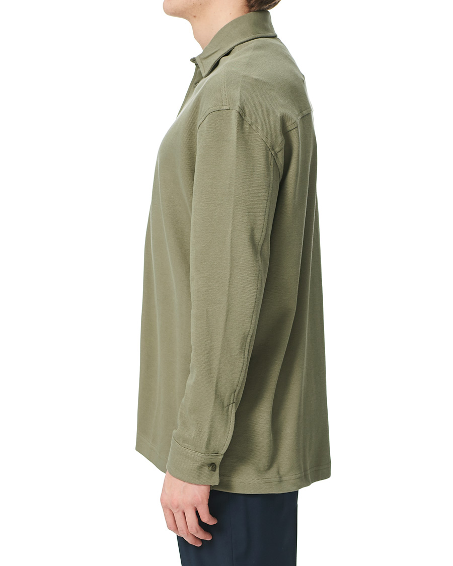 Hombres | Jerséis y prendas de punto | Samsøe Samsøe | Samsøe & Samsøe Abuto Cotton Piquet Shirt Deep Lichen Green