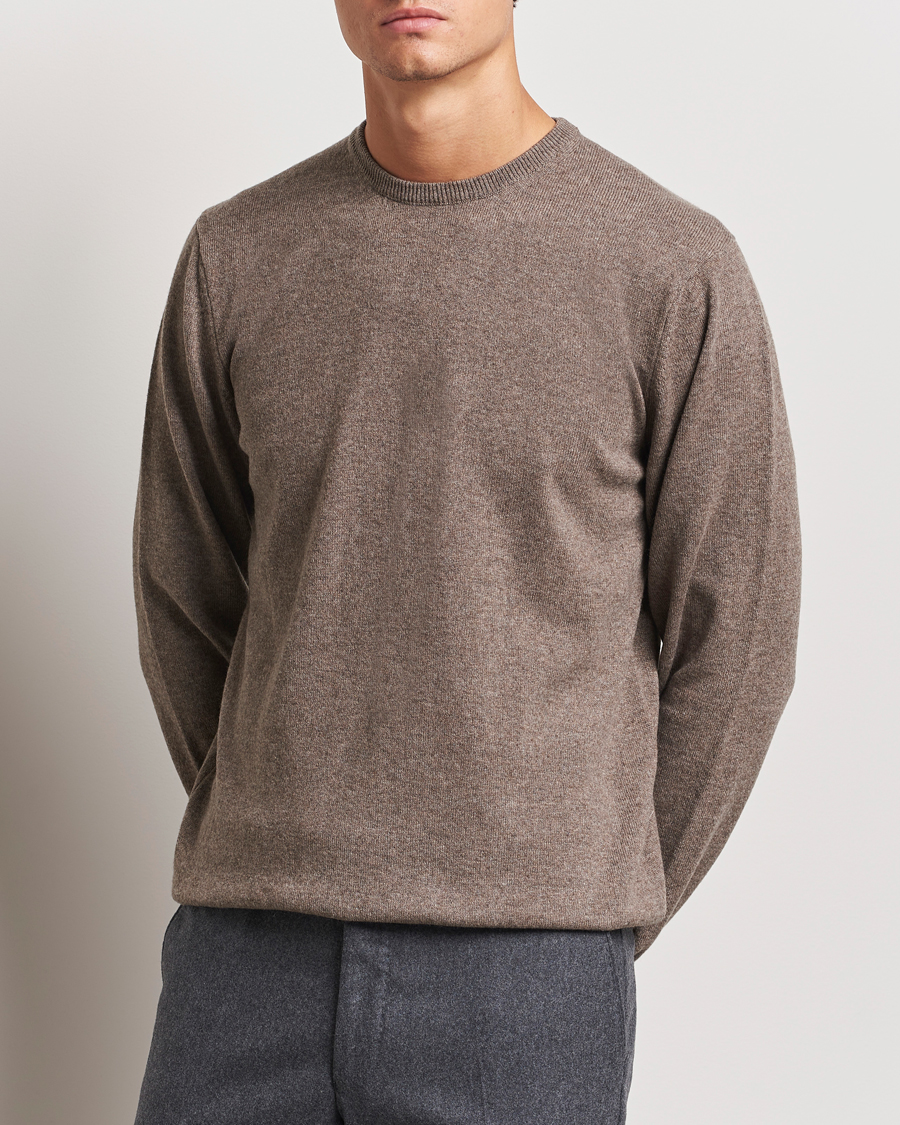 Hombres |  | Piacenza Cashmere | Cashmere Crew Neck Sweater Brown