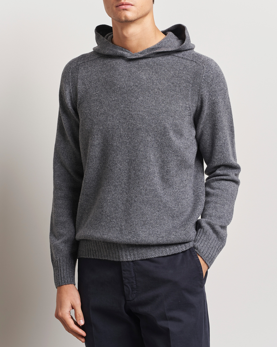 Hombres |  | Gran Sasso | Wool Hoodie Grey Melange