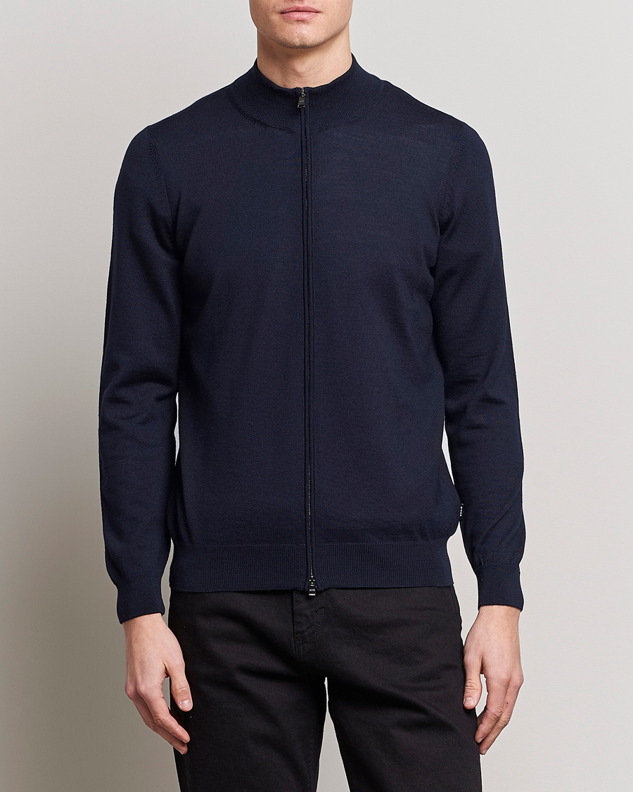 Hombres |  | BOSS BLACK | Balonso Full-Zip Sweater Dark Blue
