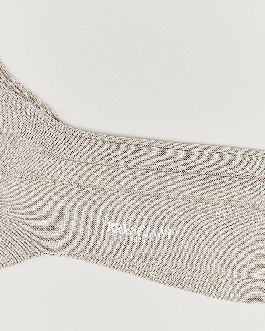 Hombres |  | Bresciani | Wide Ribbed Cotton Socks Off White