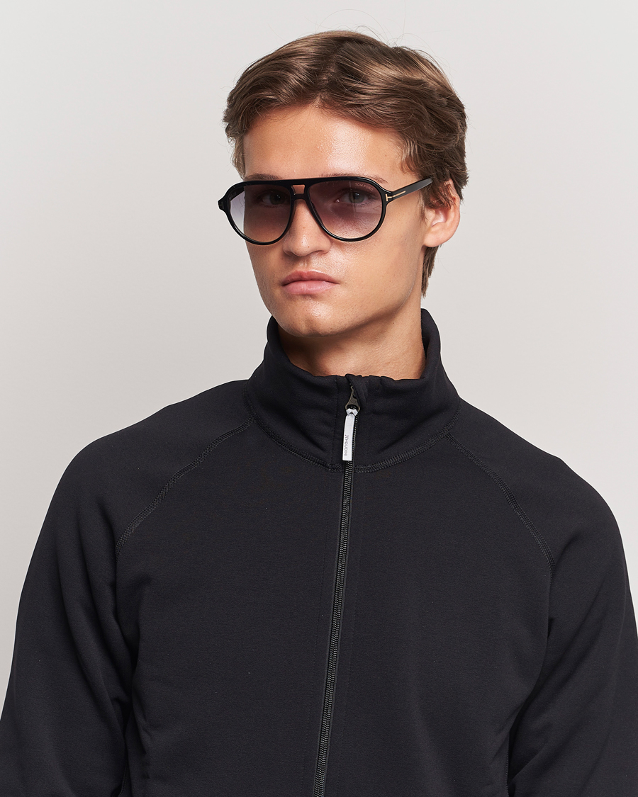 Hombres |  | Tom Ford | Jeffrey Sunglasses Shiny Black/Gradient Smoke