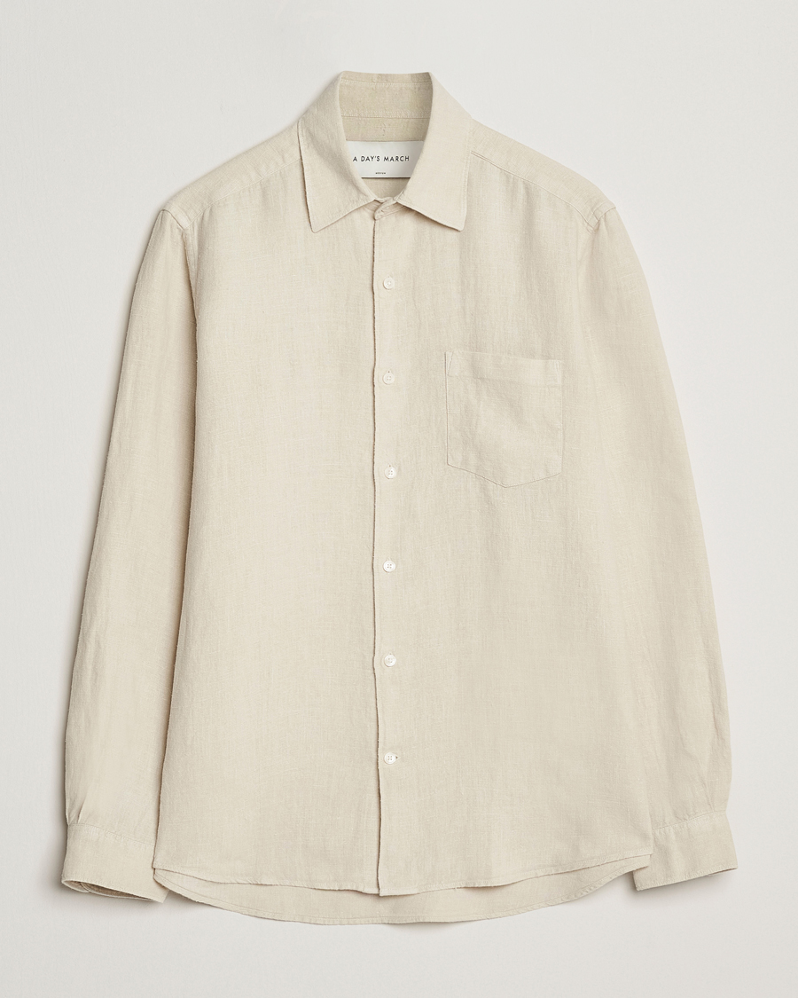 Hombres | Camisas | A Day's March | Abu Linen Shirt Sand