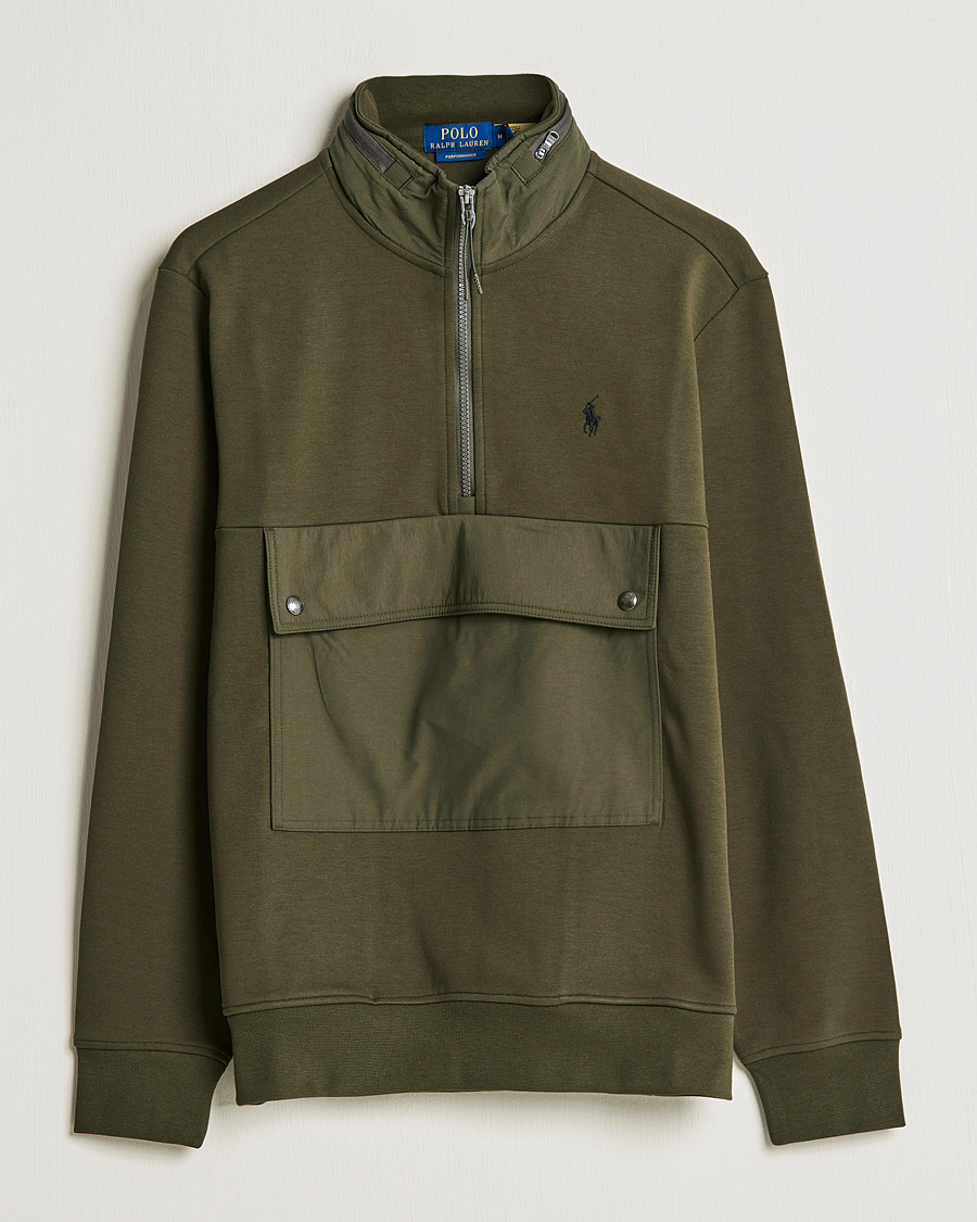 Hombres | Jerséis y prendas de punto | Polo Ralph Lauren | Double Knit Pocket Half Zip Sweater Company Olive