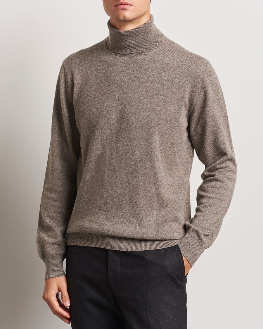 Hombres |  | Piacenza Cashmere | Cashmere Rollneck Sweater Brown