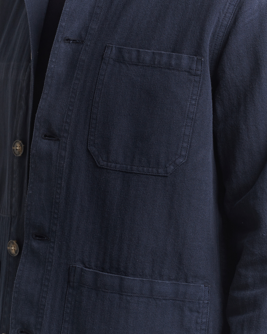 Hombres | Abrigos y chaquetas | A Day's March | Herringbone Overshirt Navy
