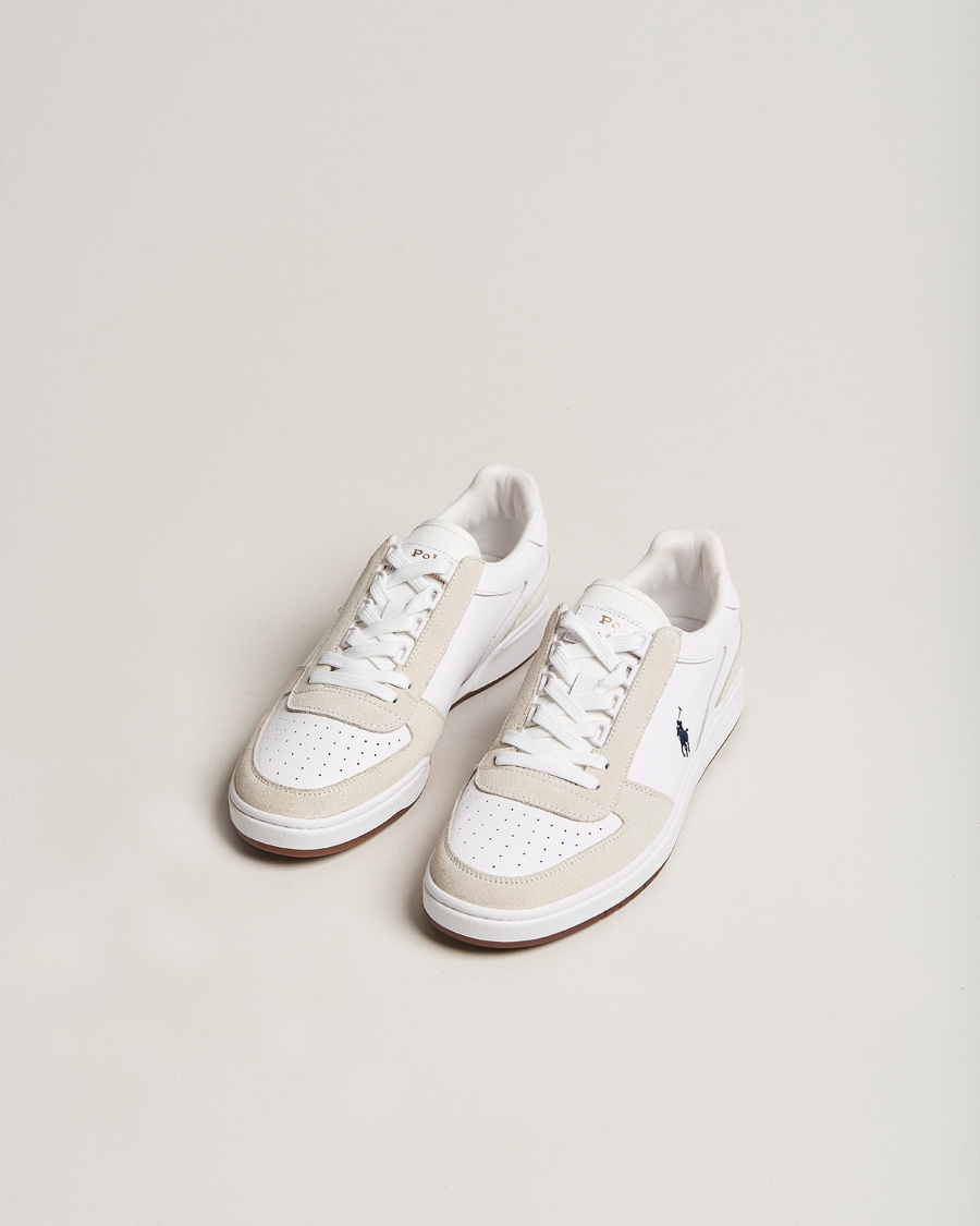 Hombres |  | Polo Ralph Lauren | CRT Leather/Suede Sneaker White/Beige