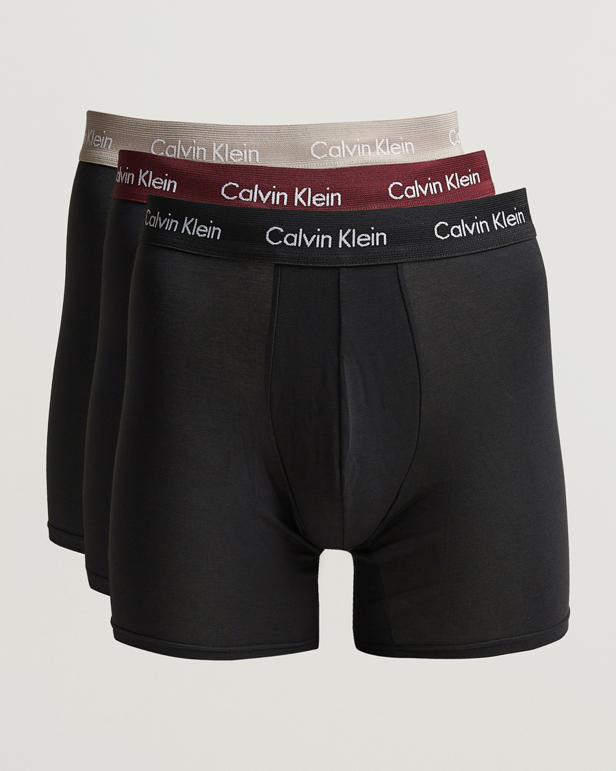 Hombres | Ropa interior y calcetines | Calvin Klein | Cotton Stretch 3-Pack Boxer Brief Black/Port Red/Grey