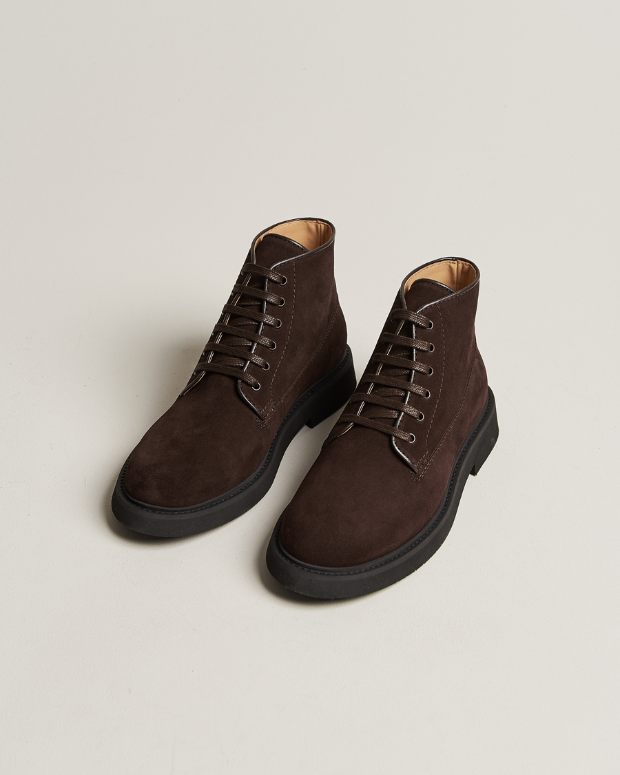 Hombres | A.P.C. Suede Lace Up Boots Dark Brown | A.P.C. | Suede Lace Up Boots Dark Brown