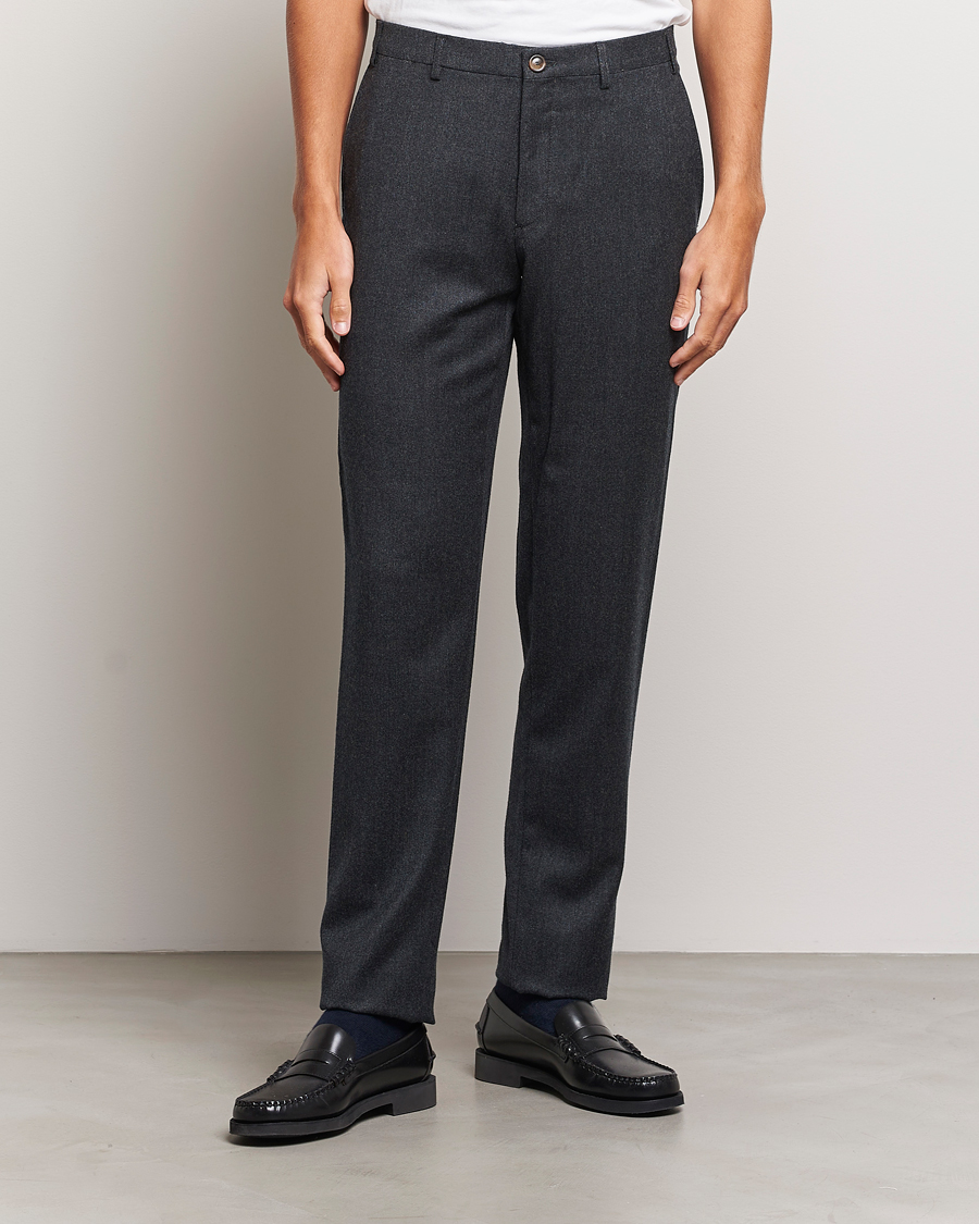 Hombres |  | Canali | Slim Fit Washable Flannel Trousers Charcoal