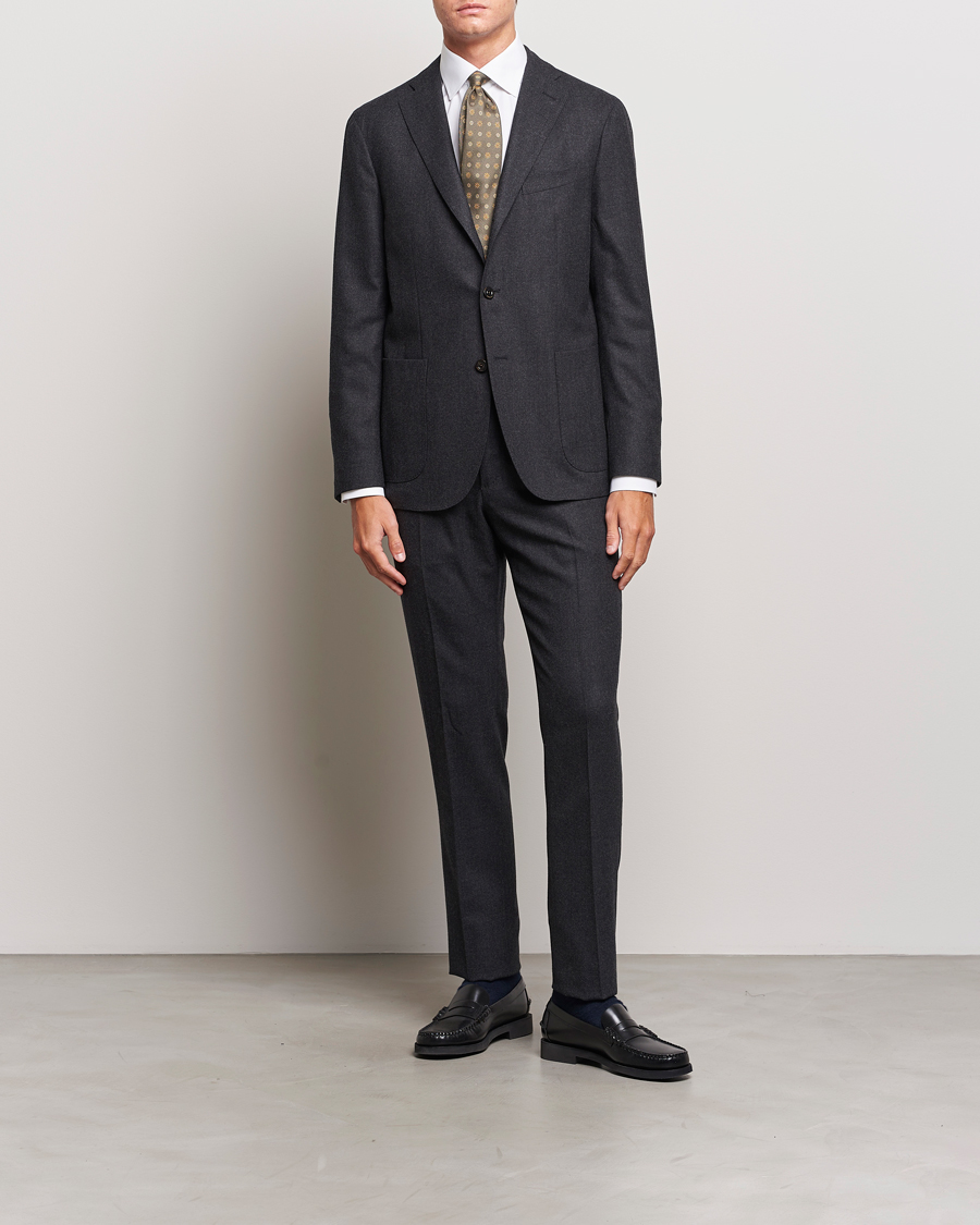 Hombres | Trajes | Boglioli | K Jacket Light Flannel Suit Dark Grey