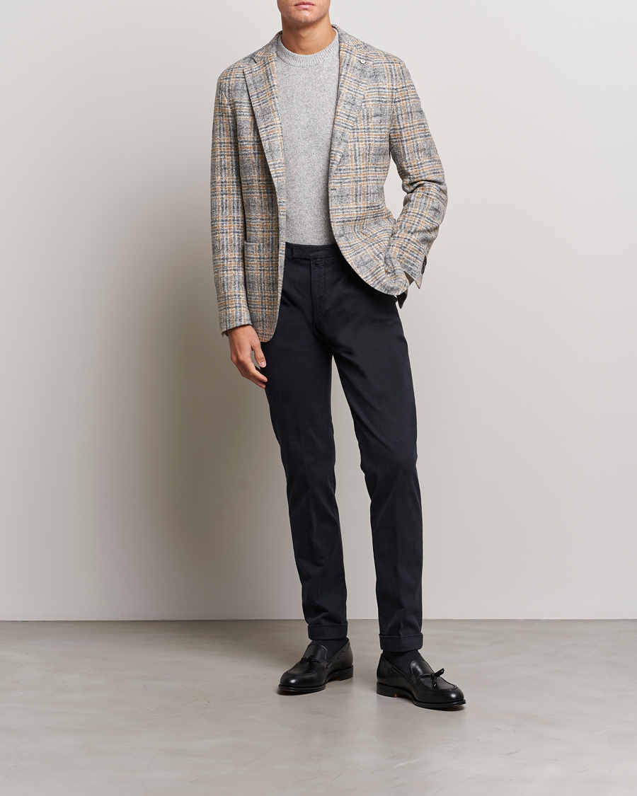 Hombres | Blazers | L.B.M. 1911 | Jack Checked Cotton/Wool Jersey Blazer Grey