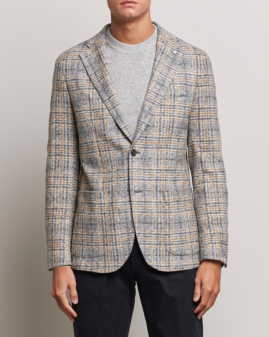 Hombres | Blazers | L.B.M. 1911 | Jack Checked Cotton/Wool Jersey Blazer Grey