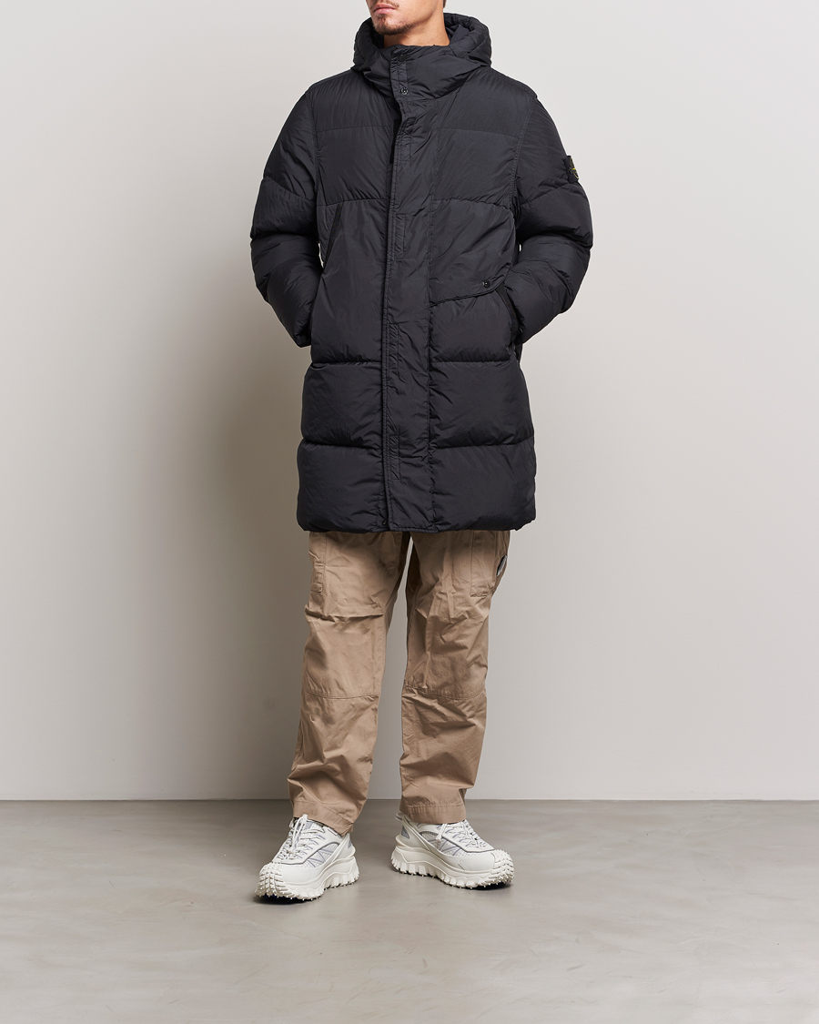 Hombres | Abrigos y chaquetas | Stone Island | Garment Dyed Recycled Nylon Long Down Jacket Black