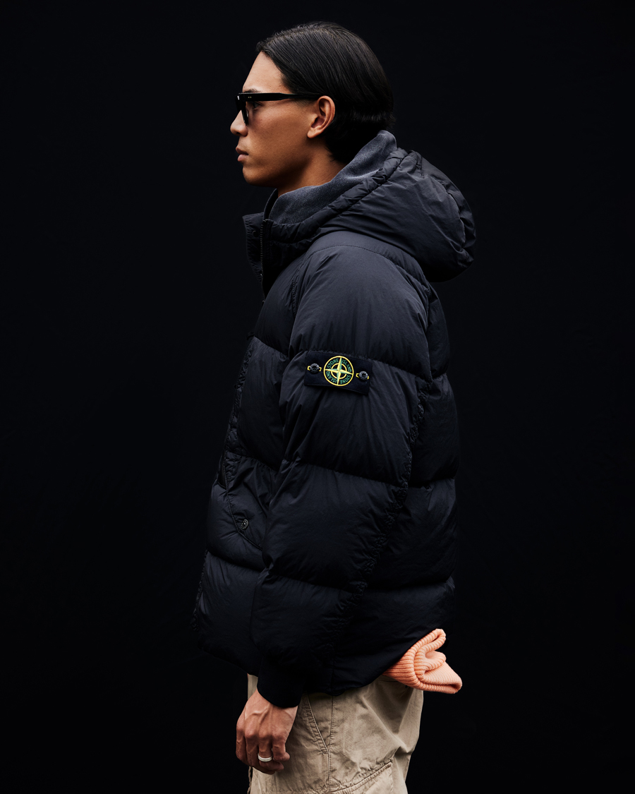Hombres | Abrigos y chaquetas | Stone Island | Garment Dyed Recycled Nylon Long Down Jacket Black